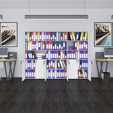 Kenzlife klasör dolabı kilitli kutalmış byz 175*240*30 klasörlük kitaplık ofis arkalıksız