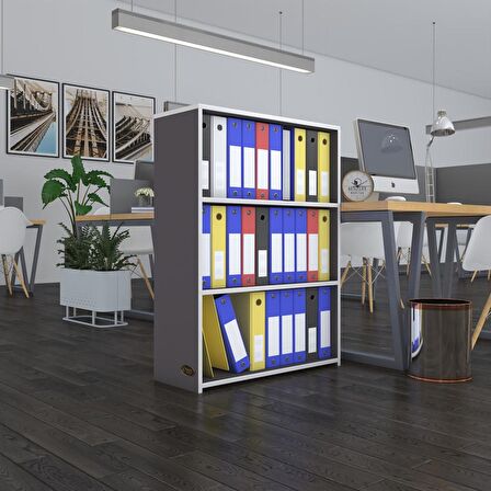 Kenzlife klasörlük raflı ilkutay gri 105*80*30 kitaplık ofis arkalıksız