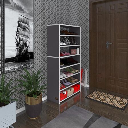 Kenzlife ayakkabılık goya gri 140*70*30 arkalıksız ayakkabı ofis dolabı iki bölme