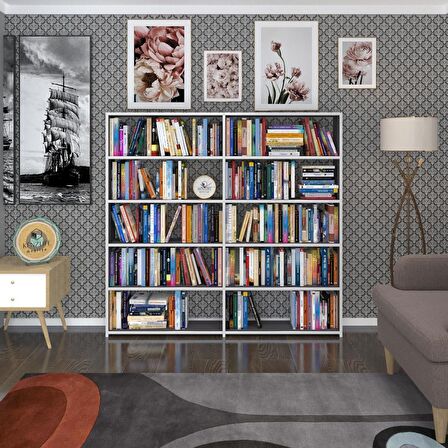 Kenzlife kitaplık süper ga 150*160*19 gri 5 katlı 2 bölme çift bölme opsiyonlu ofis mutfak banyo dolabı arkalıksız