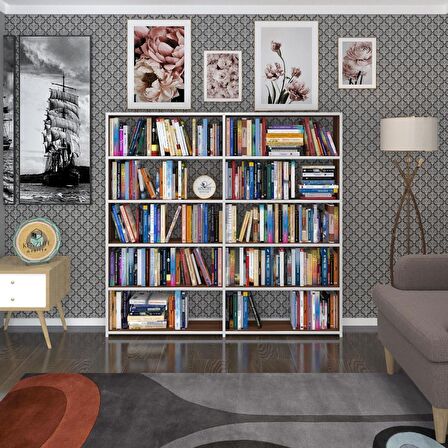Kenzlife kitaplık süper ga 150*160*19 cvz 5 katlı 2 bölme çift bölme opsiyonlu ofis mutfak banyo dolabı arkalıksız