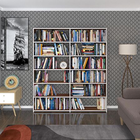Kenzlife kitaplık süper ga 180*160*19 cvz 6 katlı 2 bölme çift bölme opsiyonlu ofis mutfak banyo dolabı arkalıksız