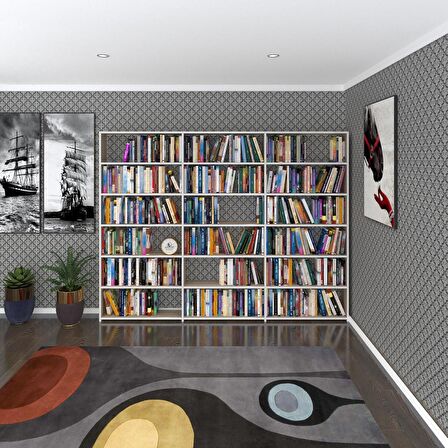 Kenzlife kitaplık süper ga 180*240*19 crd 6 katlı 3 bölme çift bölme opsiyonlu ofis mutfak banyo dolabı arkalıksız