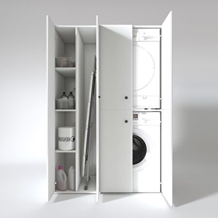 Kenzlife çamaşır-kurutma makinesi dolabı kapaklı yaromiramdf sol byz 180*120*60 % 100 mdf full mdf banyo arkalıksız