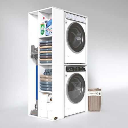 Kenzlife çamaşır-kurutma makinesi dolabı demyanmdf sol byz 180*090*60 % 100 mdf full mdf banyo kapaksız arkalıksız