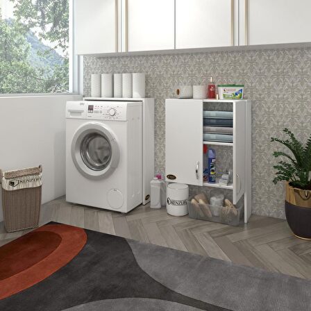 Kenzlife çamaşır makinesi dolabı veronikamdf byz 180*066*20 % 100 mdf full mdf banyo çift kapaklı arkalıksız