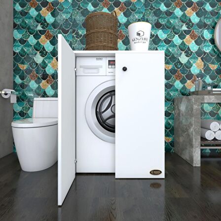 Kenzlife çamaşır makinesi dolabı kapaklı tatyanamdf byz 90*70*60 % 100 mdf full mdf banyo ofis kapaklı arkalıksız