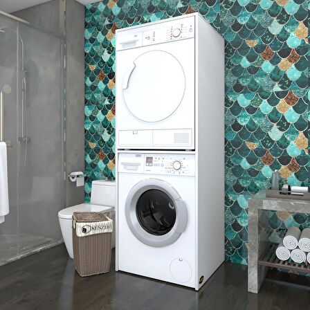 Kenzlife çamaşır-kurutma makinesi dolabı evgeniyamdf byz 180*70*60 % 100 mdf full mdf banyo çift katlı kapaksız arkalıksız