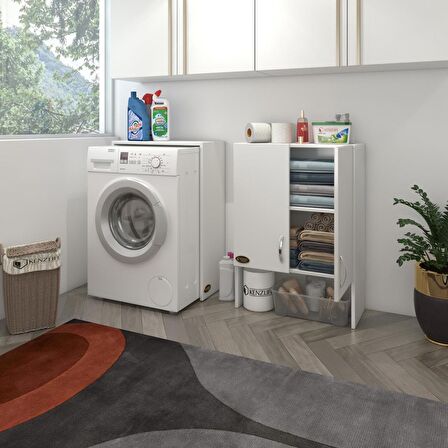 Kenzlife çamaşır makinesi dolabı sinemmdf byz 180*066*30 % 100 mdf full mdf banyo kiler kapaklı arkalıklı
