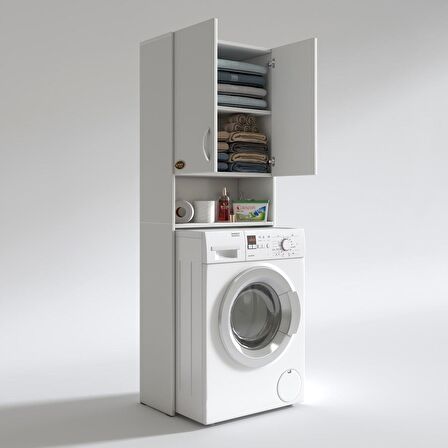 Kenzlife çamaşır makinesi dolabı sinemmdf byz 180*066*30 % 100 mdf full mdf banyo kiler kapaklı arkalıklı