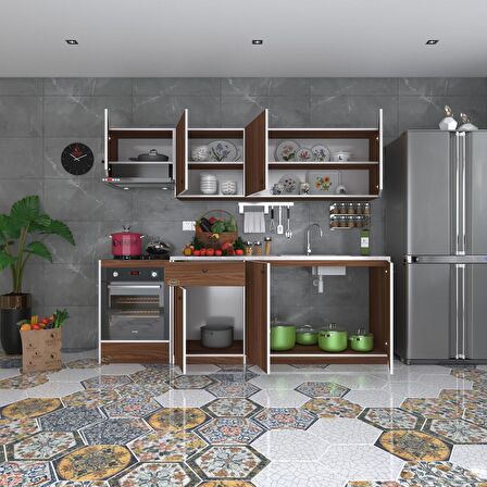 Kenzlife hazır mutfak seti nayakan cvz 240 cm genişlik üst tezgahsız ankastre fırın modüllü