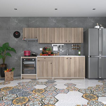 Kenzlife hazır mutfak seti nayakan crd 240 cm genişlik üst tezgahsız ankastre fırın modüllü