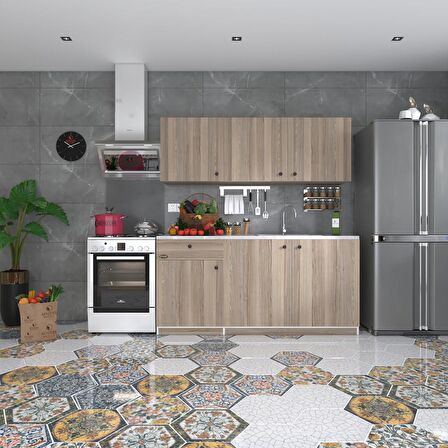 Kenzlife hazır mutfak seti heyula crd 180 cm genişlik üst tezgahsız