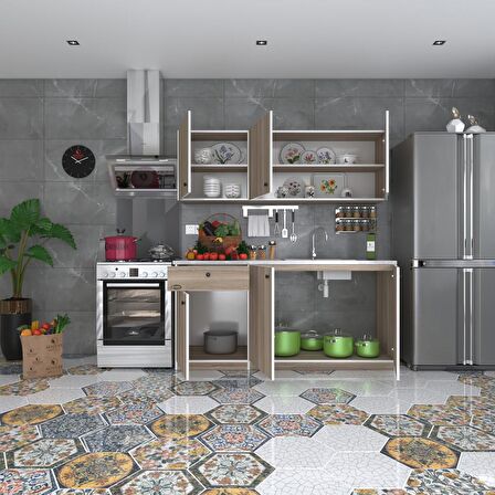Kenzlife hazır mutfak seti heyula crd 180 cm genişlik üst tezgahsız