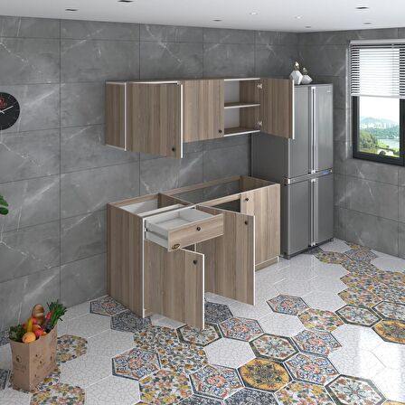 Kenzlife hazır mutfak seti heyula crd 180 cm genişlik üst tezgahsız