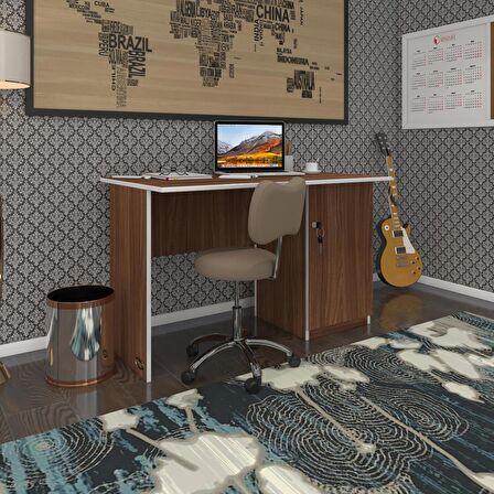 Kenzlife ofis masası miyamoto cvz sağ 75*110*60 kilitli kapaklı dolap bilgisayar çalışma masası