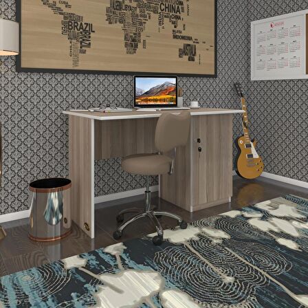 Kenzlife ofis masası miyamoto crd sağ 75*120*60 kilitli kapaklı dolap bilgisayar çalışma masası