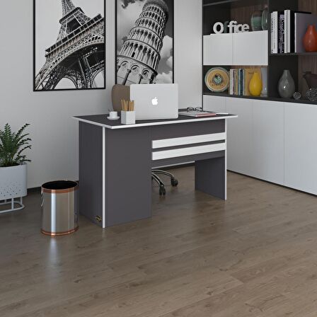 Kenzlife ofis masası kamikaze gri sağ 75*120*60 raflı dolap şeritli bilgisayar çalışma masası