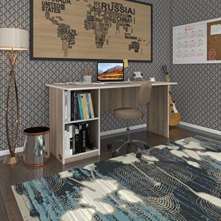 Kenzlife ofis masası kamikaze crd sol 75*130*60 raflı dolap şeritli bilgisayar çalışma masası
