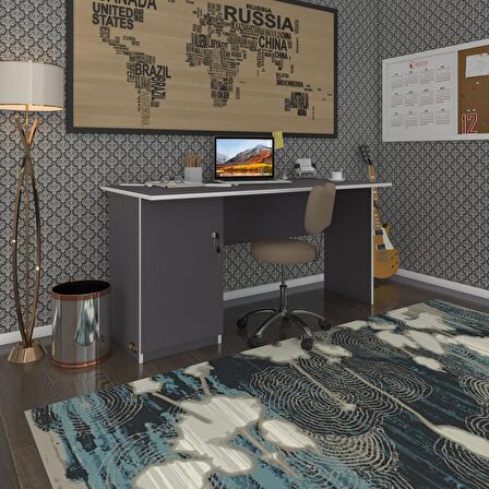 Kenzlife ofis masası kamikaze gri sol 75*110*60 kilitli kapaklı dolap şeritli bilgisayar çalışma masası