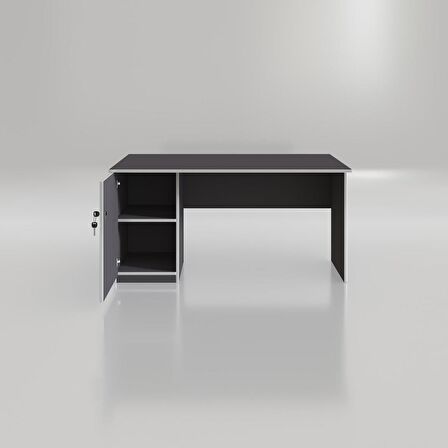 Kenzlife ofis masası kamikaze gri sol 75*120*60 kilitli kapaklı dolap şeritli bilgisayar çalışma masası