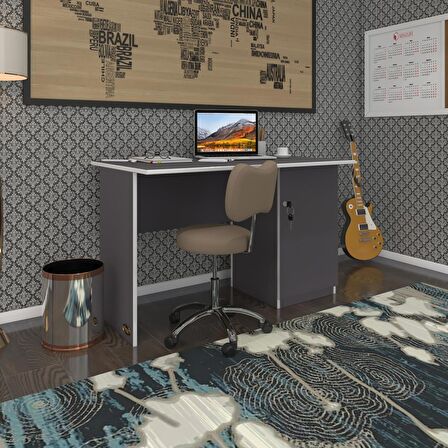 Kenzlife ofis masası yoko ono gri sağ 75*130*60 kilitli kapaklı dolap eşkenar bilgisayar çalışma masası