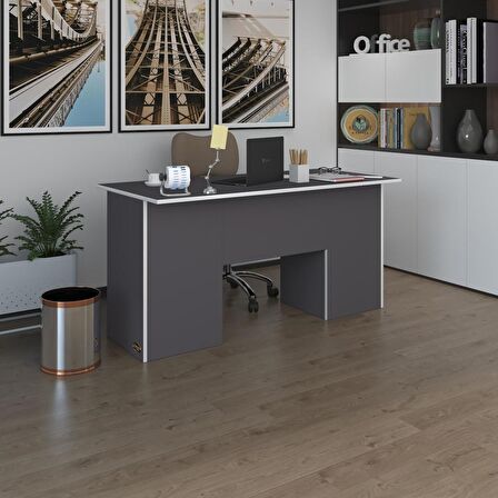 Kenzlife ofis masası masi oka gri 75*150*60 raflı dolap çiftli bilgisayar çalışma masası
