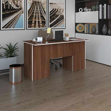 Kenzlife ofis masası masi oka cvz 75*150*60 raflı dolap çiftli bilgisayar çalışma masası