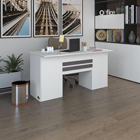 Kenzlife ofis masası pat morita byz 75*150*60 raflı dolap çiftli şeritli bilgisayar çalışma masası