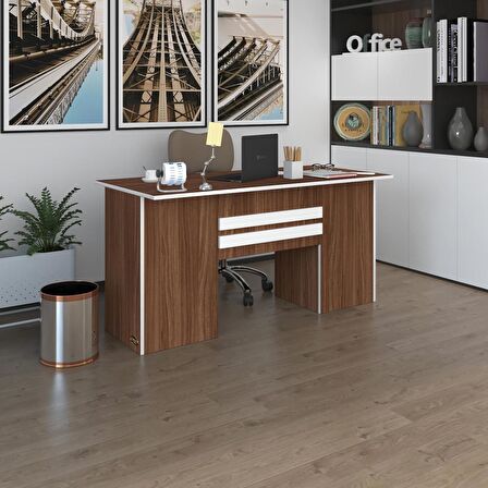 Kenzlife ofis masası pat morita cvz 75*170*60 raflı dolap çiftli şeritli bilgisayar çalışma masası