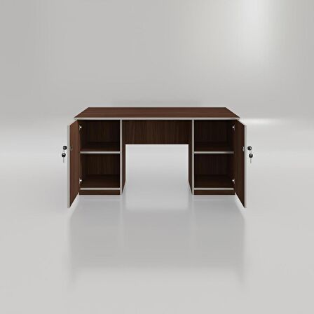 Kenzlife ofis masası kuma kengo cvz 75*150*60 kilitli kapaklı dolap çiftli eşkenar bilgisayar çalışma masası