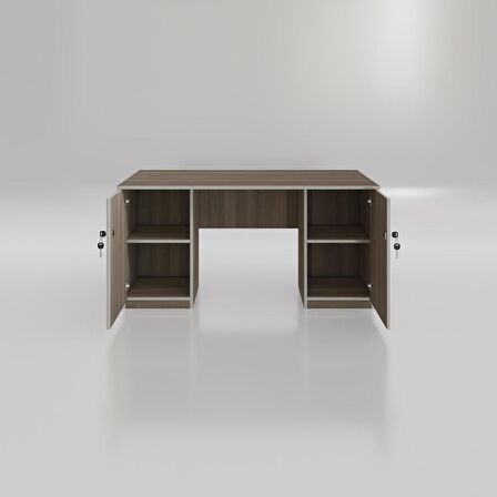 Kenzlife ofis masası kuma kengo crd 75*150*60 kilitli kapaklı dolap çiftli eşkenar bilgisayar çalışma masası
