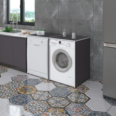 Kenzlife çamaşır&kurutma&bulaşık makinesi dolabı naumkare gri 90*140*60 kapaksız arkalıksız