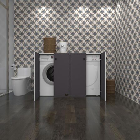Kenzlife çamaşır&kurutma&bulaşık makinesi dolabı tatyanakare gri 90*140*60 kapaklı arkalıksız