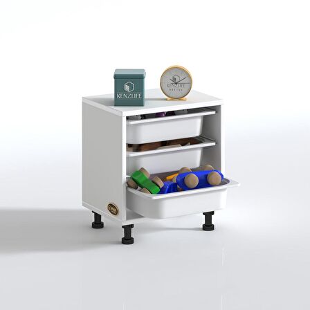 Kenzlife sepetli mutfak dolabı ruberu byz 050x45x30 banyo oyuncak çamaşır beyaz 3 lü sepet