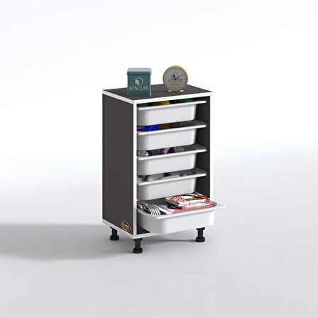 Kenzlife sepetli mutfak dolabı ruberu gri 074x45x30 banyo oyuncak çamaşır beyaz 5 li sepet