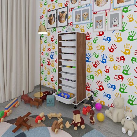 Kenzlife sepetli mutfak dolabı ruberu cvz 134x45x30 banyo oyuncak çamaşır beyaz 10 lu sepet
