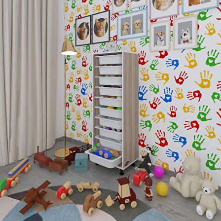 Kenzlife sepetli mutfak dolabı ruberu crd 134x45x30 banyo oyuncak çamaşır beyaz 10 lu sepet