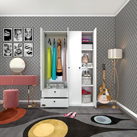 Kenzlife gardırop 4 kapılı kapaklı 2 çekmeceli hüsnüyusuf byz 173*120*42 gardolap dolap ofis