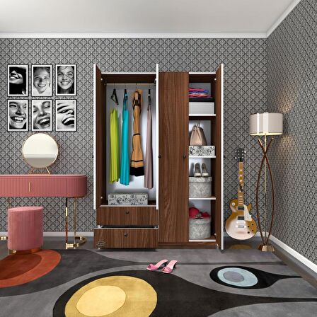 Kenzlife gardırop 4 kapılı kapaklı 2 çekmeceli hüsnüyusuf cvz 173*120*42 gardolap dolap ofis