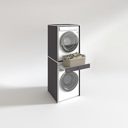Kenzlife çamaşır-kurutma makinesi dolabı avi senna gri 187*070*60 çekmeceli banyo