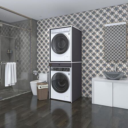 Kenzlife çamaşır-kurutma makinesi dolabı avi senna gri 187*070*60 çekmeceli banyo