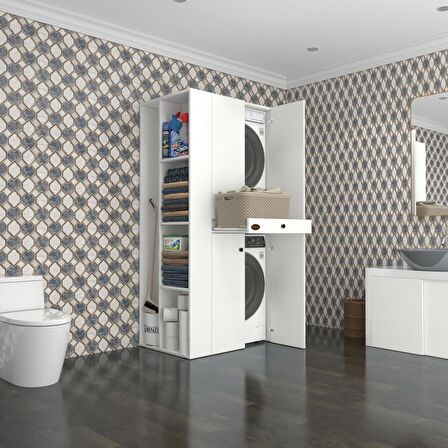 Kenzlife çamaşır-kurutma makinesi dolabı ahi evran sol byz 187*090*60 çekmeceli % 100 FULL MDF