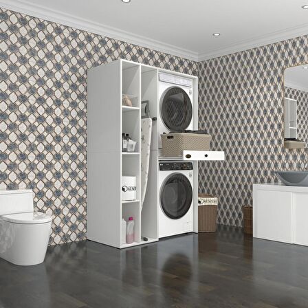 Kenzlife çamaşır-kurutma makinesi dolabı gutas sol byz 187*120*60 çekmeceli % 100 FULL MDF