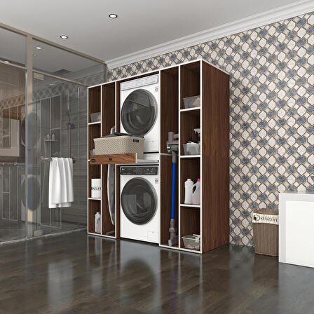 Kenzlife çamaşır-kurutma makinesi dolabı sadra cvz 187*170*60 çekmeceli raflı banyo