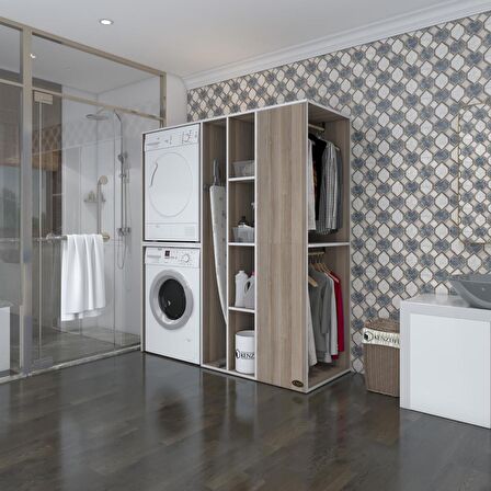 Kenzlife çamaşır-kurutma makinesi dolabı ve giysi dolabı kazvini sağ crd 180*160*60  banyo