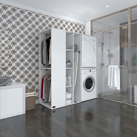 Kenzlife çamaşır-kurutma makinesi dolabı ve giysi dolabı kazvini sol byz 180*160*60  banyo