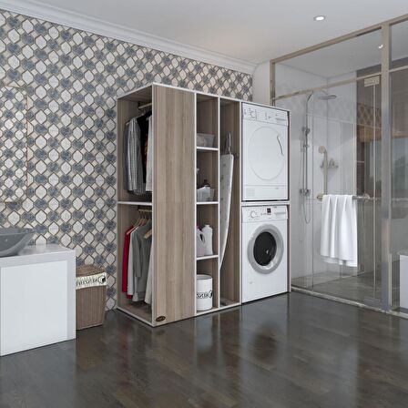 Kenzlife çamaşır-kurutma makinesi dolabı ve giysi dolabı kazvini sol crd 180*160*60  banyo