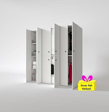 Kenzlife çamaşır-kurutma makinesi dolabı ve giysi dolabı suyuti sol byz 180*170*60  + tekli duvar rafı hediye