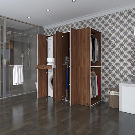 Kenzlife çamaşır-kurutma makinesi dolabı ve giysi dolabı çekmeceli eşari sağ cvz 187*160*60  banyo